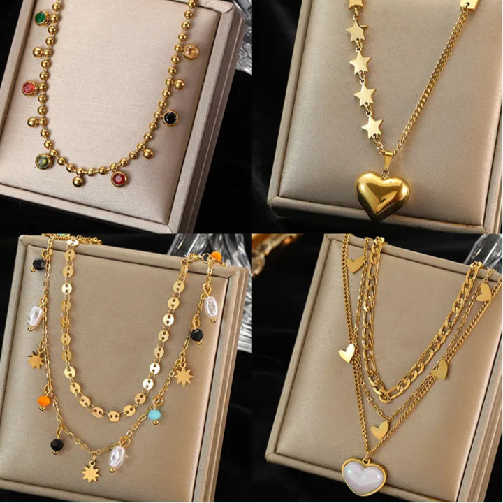 LAYERED Necklaces 18K Gold Plated S.STEEL