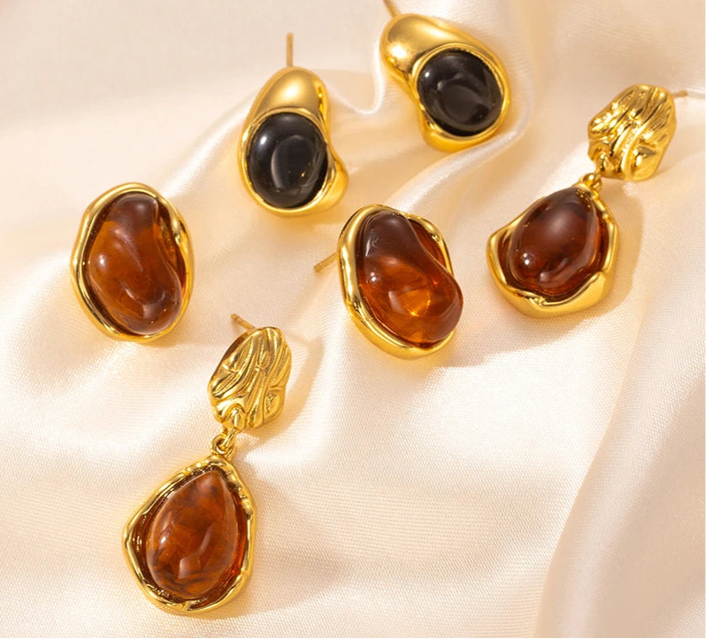 CANDY Colorful Stone Earrings 18K Gold Plated S.STEEL