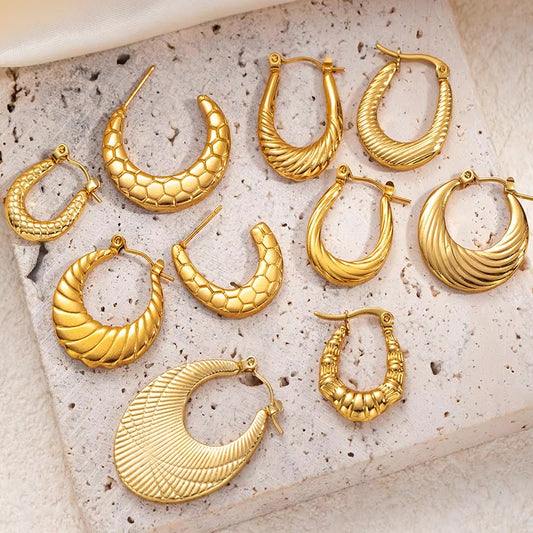 DAHLIA Unique Vintage Hoops 18K Gold Plated S.STEEL