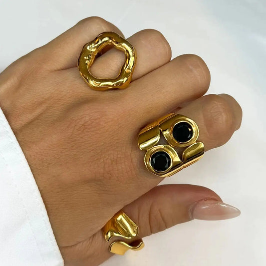 OPIUM Open Ring Series 18K Gold Plated Stainless Steel