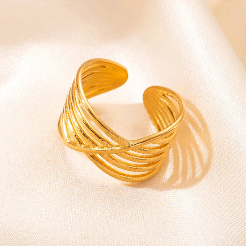 NADYA Stack Open Rings 18K Gold Plated S.STEEL