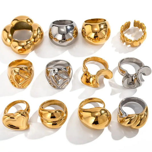 GABI Chunky Ring Series 18 Gold Plated Stainless Steel