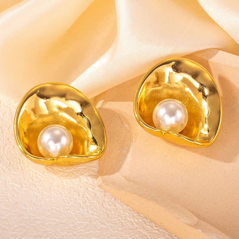 VIONA Vintage Series Pearls Earrings 18K Gold Plated S.STEEL