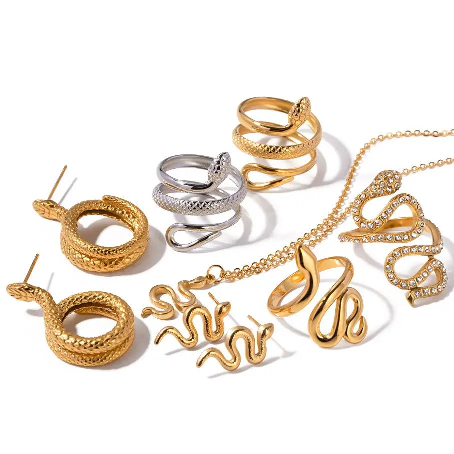 MAZE Snake Set Jewelry 18K Gold Plated S.Steel