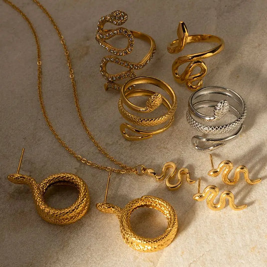 MAZE Snake Set Jewelry 18K Gold Plated S.Steel