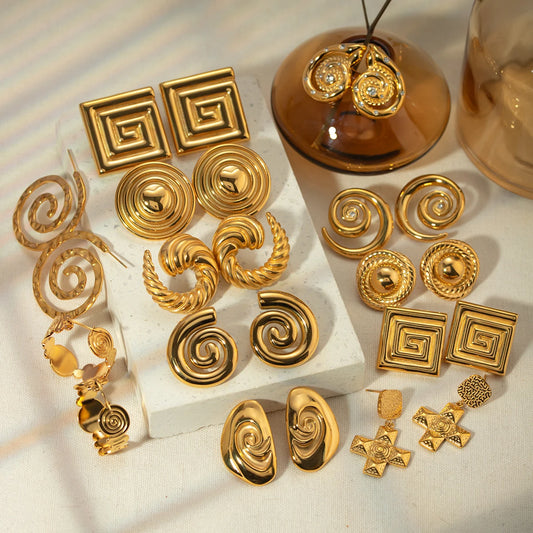 SPIRAL Earrings 18K Gold Plated S.Steel