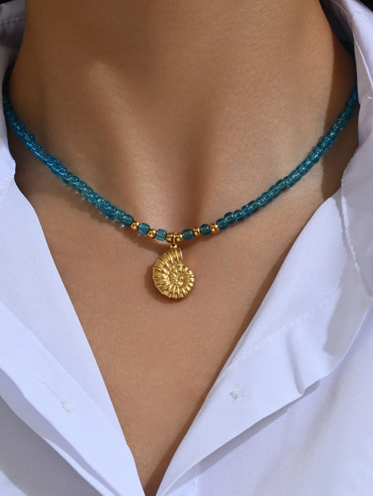 ARLO Aqua Beads Necklace 18K Gold Plated S.Steel