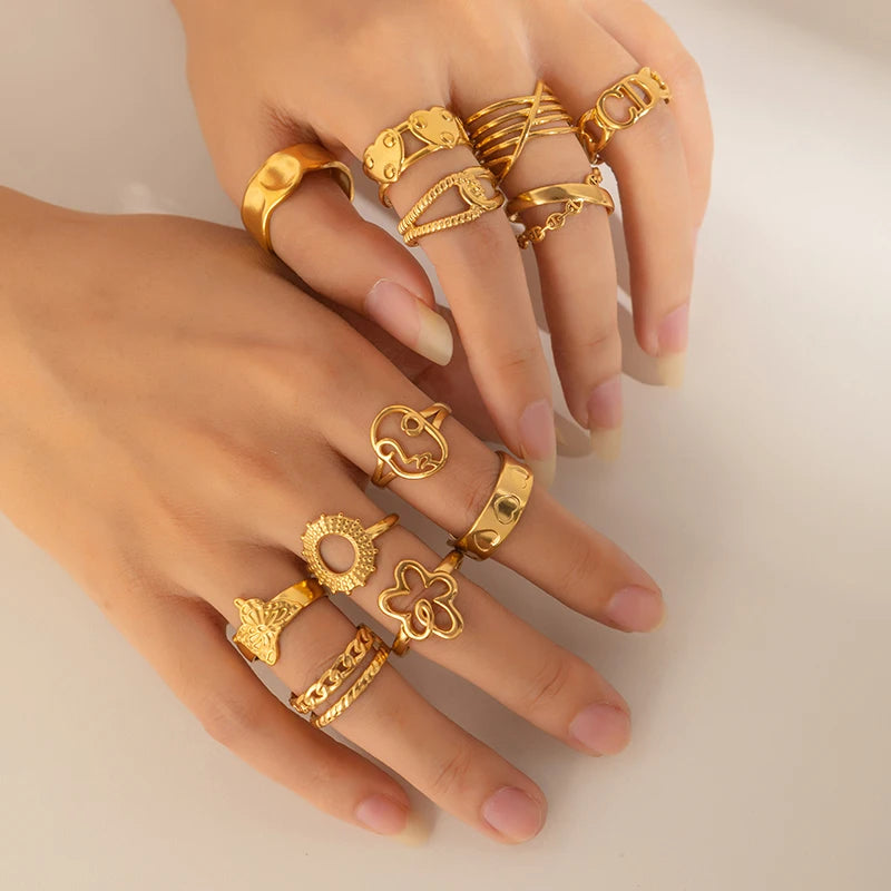 NADYA Stack Open Rings 18K Gold Plated S.STEEL