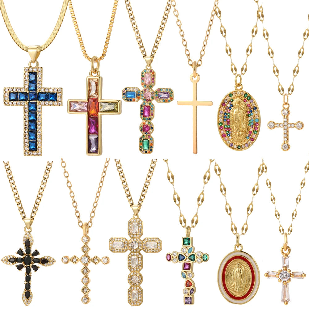 CROSS Pendant Necklaces 18K Gold Plated S.Steel