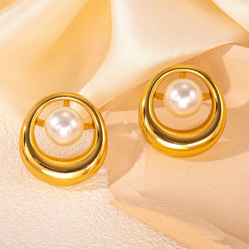 VIONA Vintage Series Pearls Earrings 18K Gold Plated S.STEEL