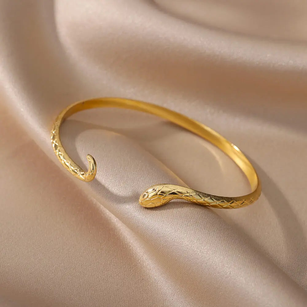 CUFF Bangles Free Adjust 18K Gold Plated S.Steel