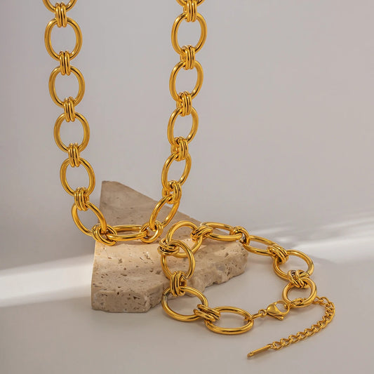 OLIVE Chain SET 18K Gold Plated Stainless Steel