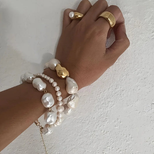 PEARLY Giant Beads Bracelet 3 Set