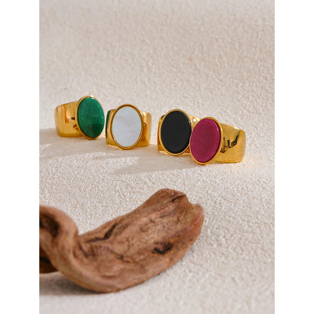 JANE Colorful Rings 18K Gold Plated Stainless Steel