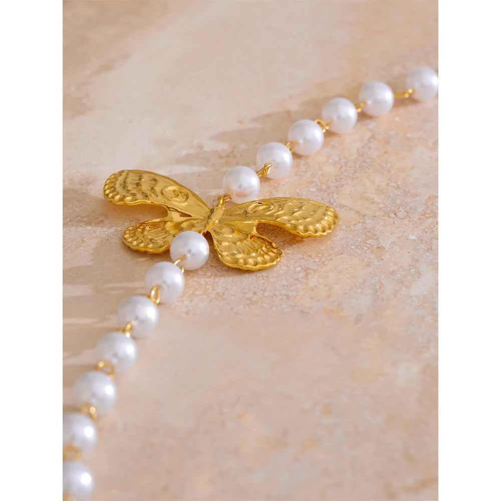 AUBREY Butterfly Pearl Beads 18K Gold Plated S.Steel