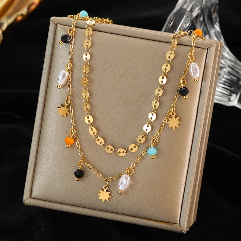 LAYERED Necklaces 18K Gold Plated S.STEEL